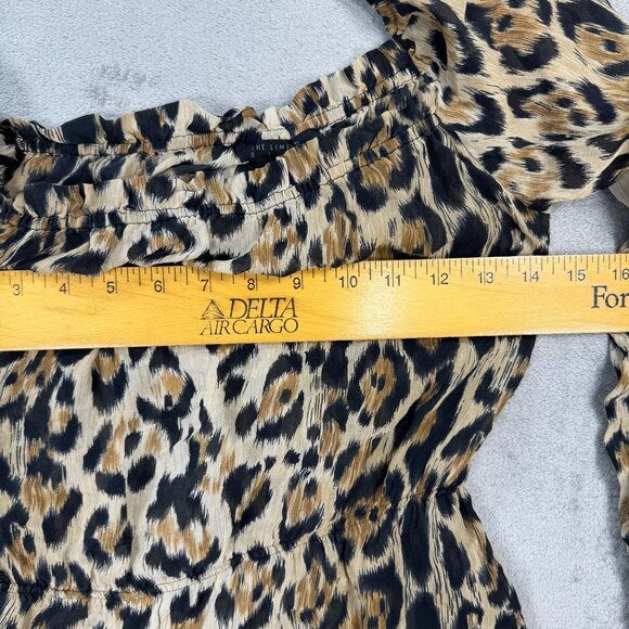 Vintage Leopard Print Silk Sheer Womens Cheetah Blouse Y2K Ruffled Cuffs XS - Picture 9 of 9
